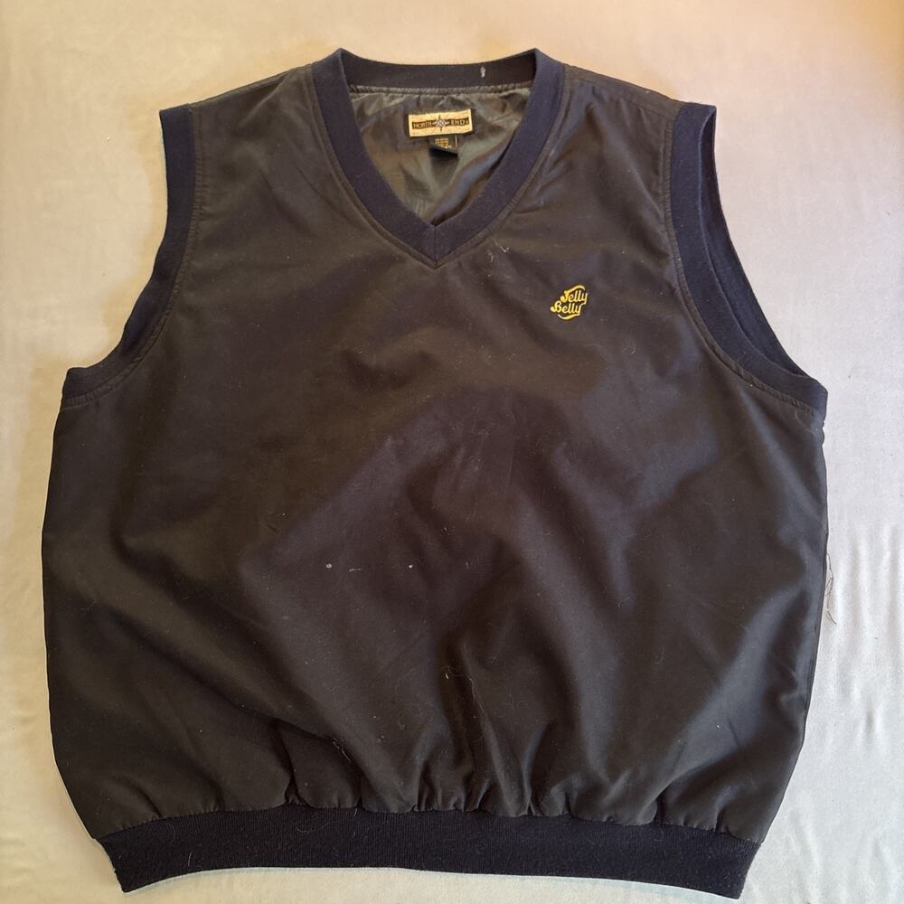 North End Pullover Golf Vest Mens Large Black Windbreaker Jelly Belly Promo